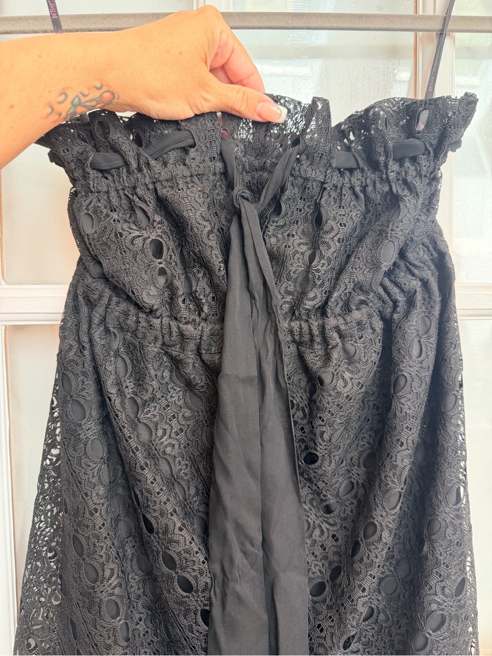 Vintage Betsey Johnson Y2K 90’s Whimsigoth Lace Strapless Bow Dress Size 2 XS - Picture 4 of 13